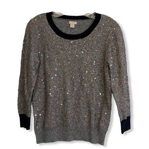 J. Crew Wool Scattered Sequin Sweater Gray